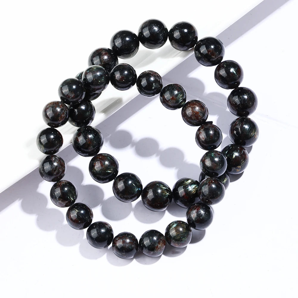 A++ Natural Astrophyllite Stretch Bracelet Crystal Beads for Jewelry Making DIY Accessories 8 10 12mm - AMULET RING STORE