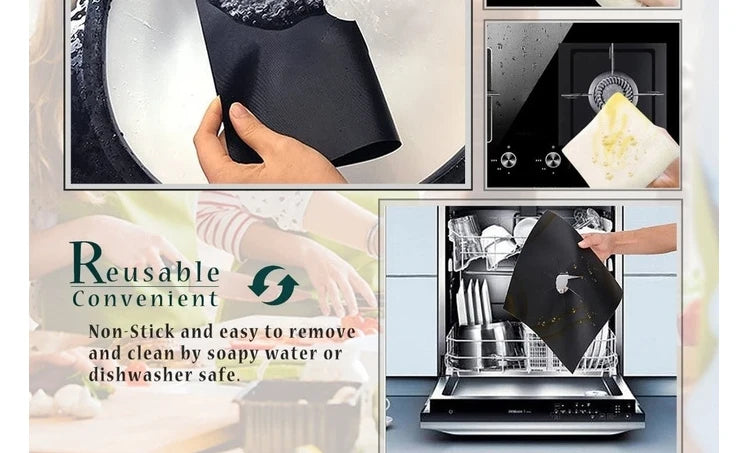 4 Pieces 27 Cm Gas Stove Surface Protection Pad Washable Oil And Dirt Resistant Kitchen Cleaning Accessories - AMULET RING STORE
