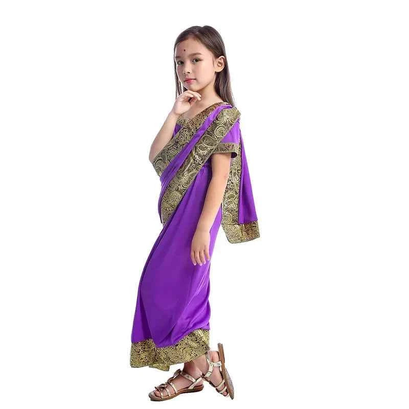 ss13Indian Saree Party India Sari Bollywood Dress Girls Traditional Indian Kids Clothes for Children Cosplay Costumes