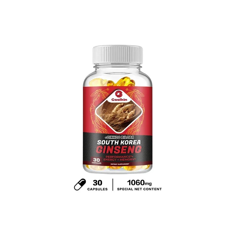 Authentic Korean Red Ginseng 1000mg + Ginkgo Biloba 60mg, Male Supplement Capsules - AMULET RING STORE