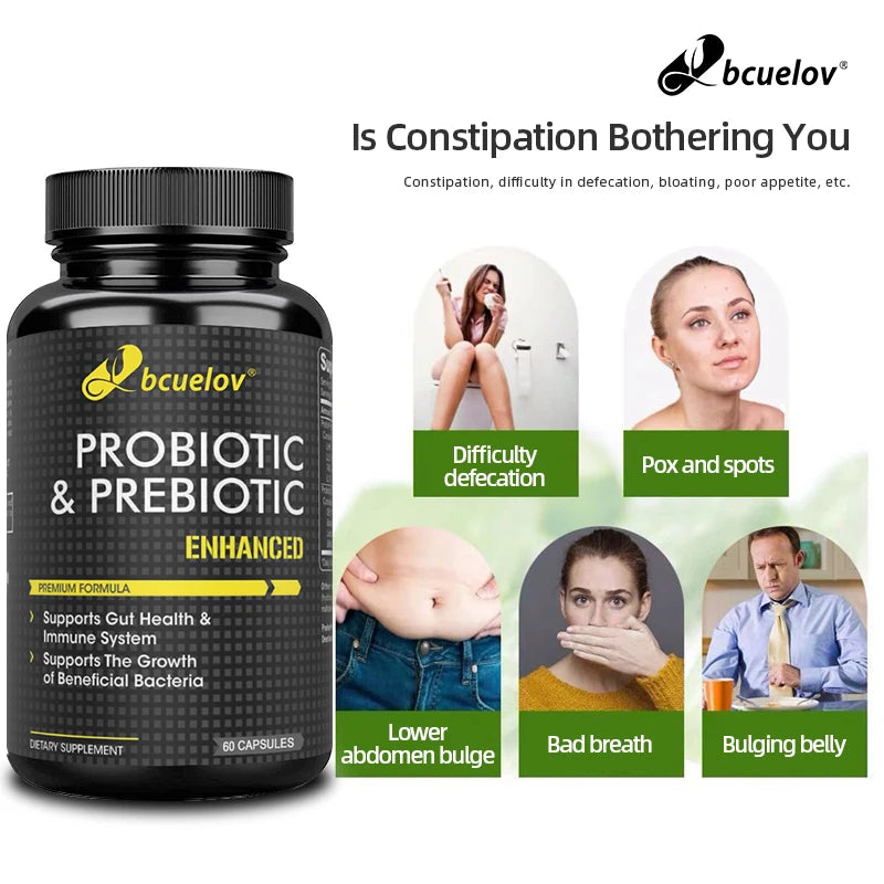 Bcuelov Prebiotics Probiotic Combo - Supports Healthy Digestion & Immune System, Reduces Bloating & Acidity, Weight Loss - AMULET RING STORE