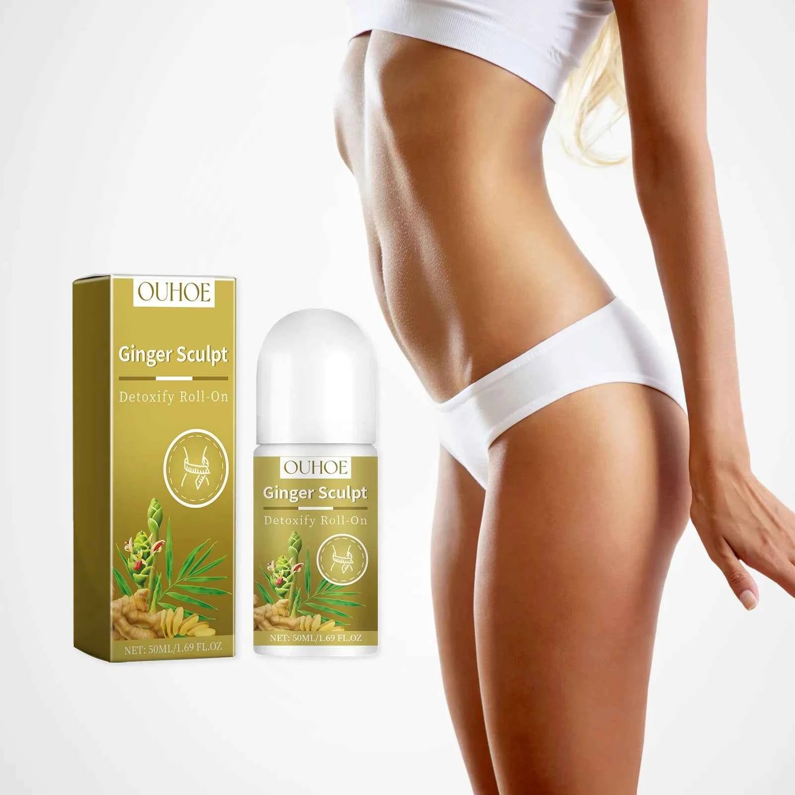 Ginger Sculpt Detoxify Roll-on Ginger Extract Increase Metabolism Promote Fat Burning Moisturizing Skin Care Body Ball Massage