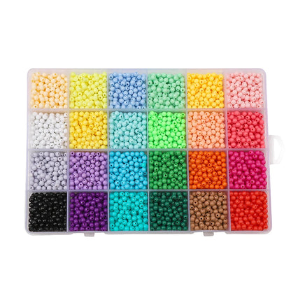 24 grid glass rice bead box 4mm solid colored acrylic beads Charm DIY Jewelry Creation Materials Handmade needlework beads - AMULET RING STORE