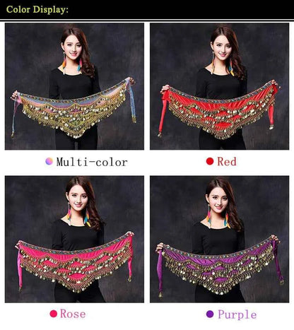 Oriental/Indian Belly Dance Coin Belt BellyDance Hip Scarf Golden Coins Belly Dance Costume Accessories Dancing Coin Belt