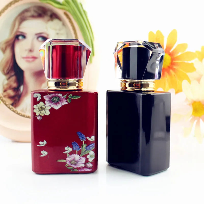 5/10pcs 50ml Square Glass Perfume Bottle Black/Pink/White/Red Spray Bottle Empty Fragrance Packaging Bottle Refillable