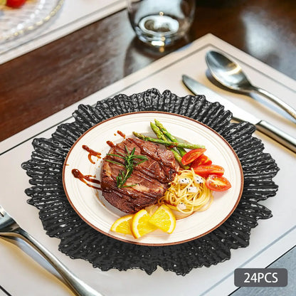 24PCS 12.6in Modern Charger Plates Daily Dining Round Plastic Reef Plate Dinner Plates - AMULET RING STORE