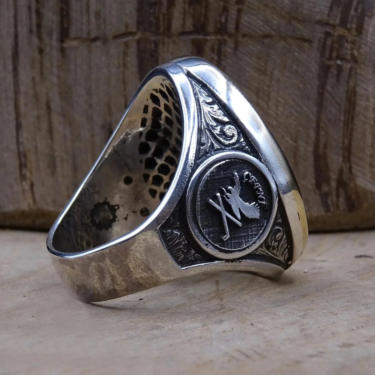 Vintage Arab Style Rings for Men Stainless Steel Ethnic Jewelry Arabian Calligraphy Machete Koran Scripture Shaped Exotic Gifts - AMULET RING STORE