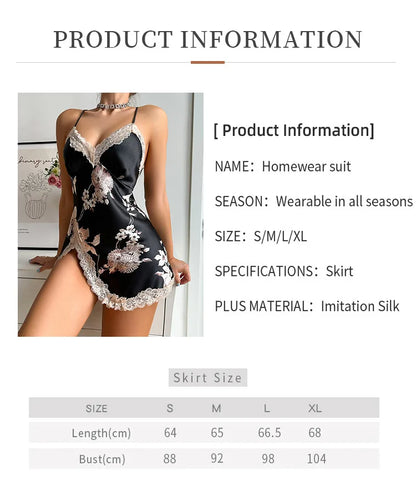 New ice silk sleeping dress summer breathable thin short skirt ladies home wear simulation silk slip dress sexy pajamas - AMULET RING STORE