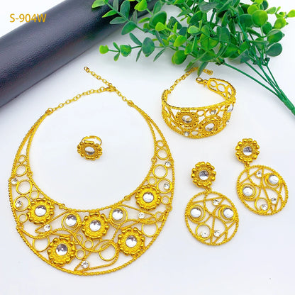 Ethiopian 24k Gold Plated Big Pendant Necklaces Set For Women