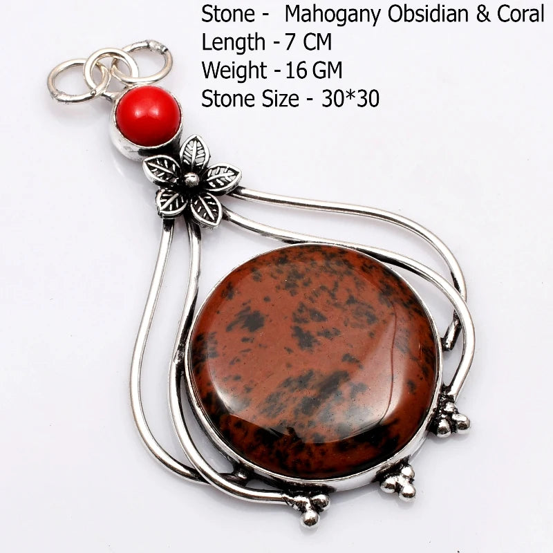 Genuine  Agate Labradorite Jasper Turquoise Rose Quartz Pendant