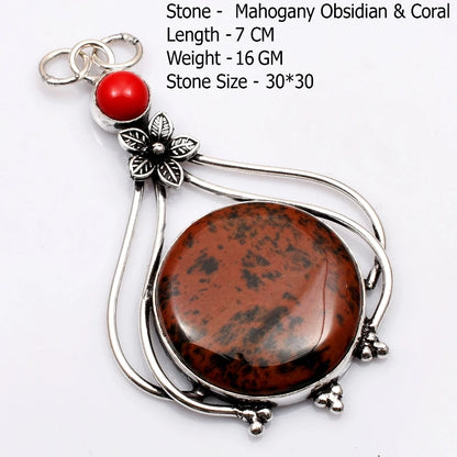 Genuine  Agate Labradorite Jasper Turquoise Rose Quartz Pendant