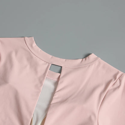 Yoga suit with chest pad sports beauty back fashionable quick-drying short-sleeved T-shirt running Pilates training fitness - AMULET RING STORE
