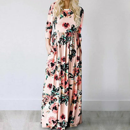 Women Summer Long Dress 2025 Floral Print Boho Beach Dress Ladies White Maxi Evening Party Dress Sundress Vestidos de festa