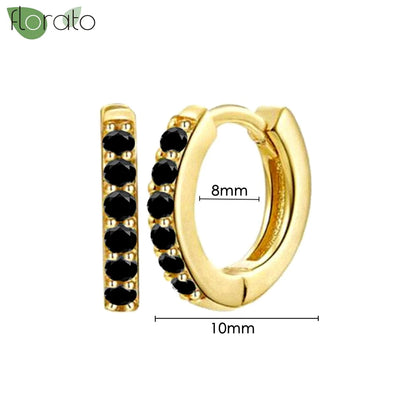 925 Sterling Silver Needle Fashion Round Pendant Small Earrings Luxury Gold Hoop Earrings for Women Premium Black Jewelry Gifts - AMULET RING STORE