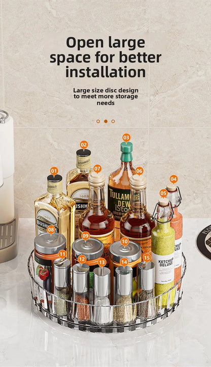 360° Rotating Plastic Storage Rack Bathroom Storage Organizer Kitchen Snack Food Oil Seasoning Bottle Storage Rack Fruit Tray - AMULET RING STORE