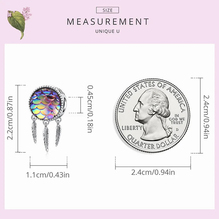 BISAER 925 Sterling Silver Charm Ocean Style Fish Dolphin Mermaid Shell Blue CZ Bead For Necklace&Bracelet DIY Fine Jewelry Gift - AMULET RING STORE