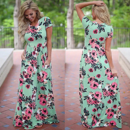 Women Summer Long Dress 2025 Floral Print Boho Beach Dress Ladies White Maxi Evening Party Dress Sundress Vestidos de festa