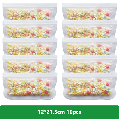 1/5/10 Pcs Reusable Ziplock Silicone Bags Dishwasher Safe Freezer Bag Lunch Bag Sandwich Bags BPA Free for Food Storage Home - AMULET RING STORE