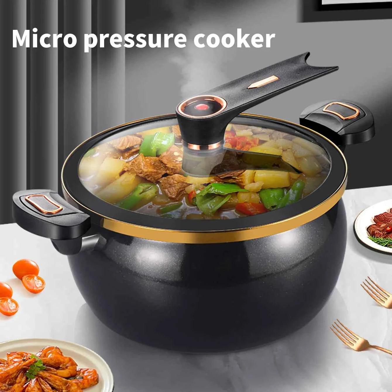 1 Piece Chubby Micro-Pressure Pot Household 7L Large Capacity 26cm Stew Pot Multi-Functional Non-Stick Pot Induction Cooker Gas Suitable