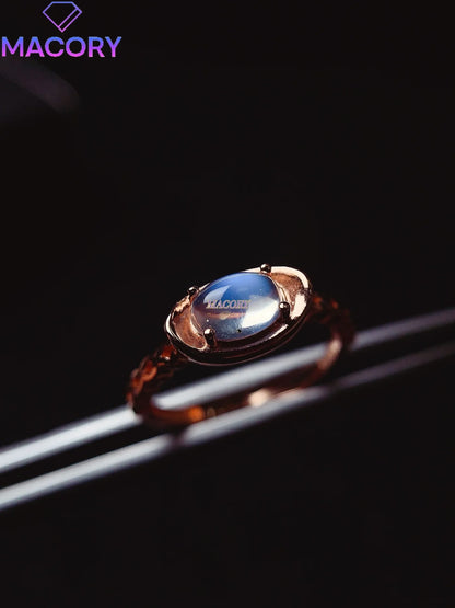 Natural Moonstone S925 Sterling Silver Ladies Ring 5*7mm Exquisite Fashion Jewelry with Certificate Holiday High-end Gifts