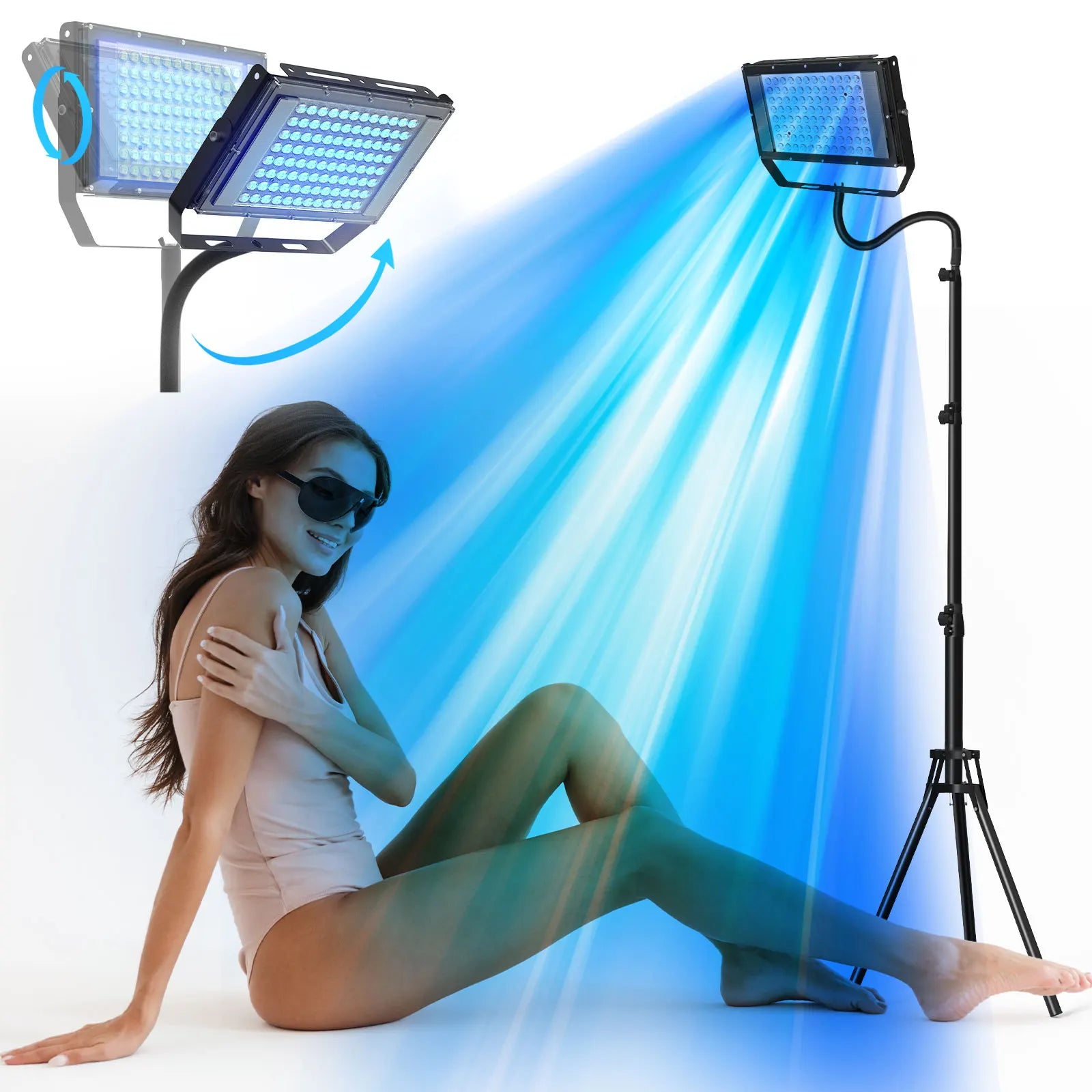 Ultraviolet Tanning Lamp 50W Tripod Solarium Lamp for Tanning Body 48PCS Blue Light Lamp Wavelength 460nm & 480nm Skin care - AMULET RING STORE
