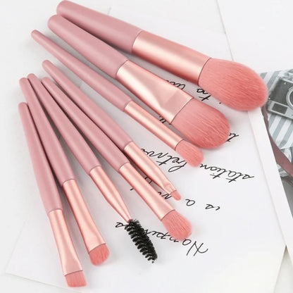 8Pcs Makeup Brushes Pro Pink Brush Set Powder EyeShadow Blending Eyeliner Eyelash Eyebrow Make Up Beauty Cosmestic Brushes - AMULET RING STORE