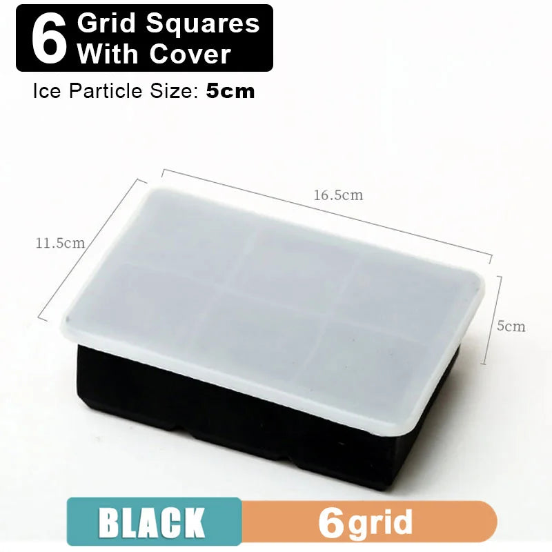 4/6/8/15 Grid Big Ice Tray Mold Giant Jumbo Large Food Grade Silicone Ice Cube Square Tray Mold DIY Ice Maker Ice Cube Tray - AMULET RING STORE