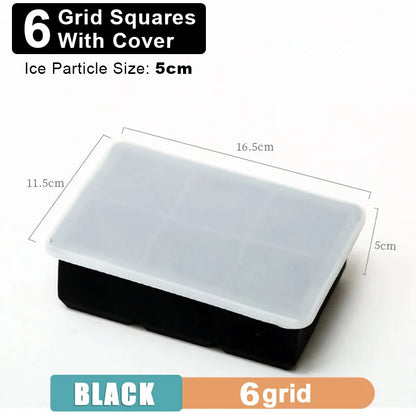 4/6/8/15 Grid Big Ice Tray Mold Giant Jumbo Large Food Grade Silicone Ice Cube Square Tray Mold DIY Ice Maker Ice Cube Tray - AMULET RING STORE