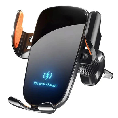 UYUXIO Manual Clamp Wireless Car Charger 15 Fast Charging Air Vent Car Mount Phone Holder for iPhone Samsung Android Phone