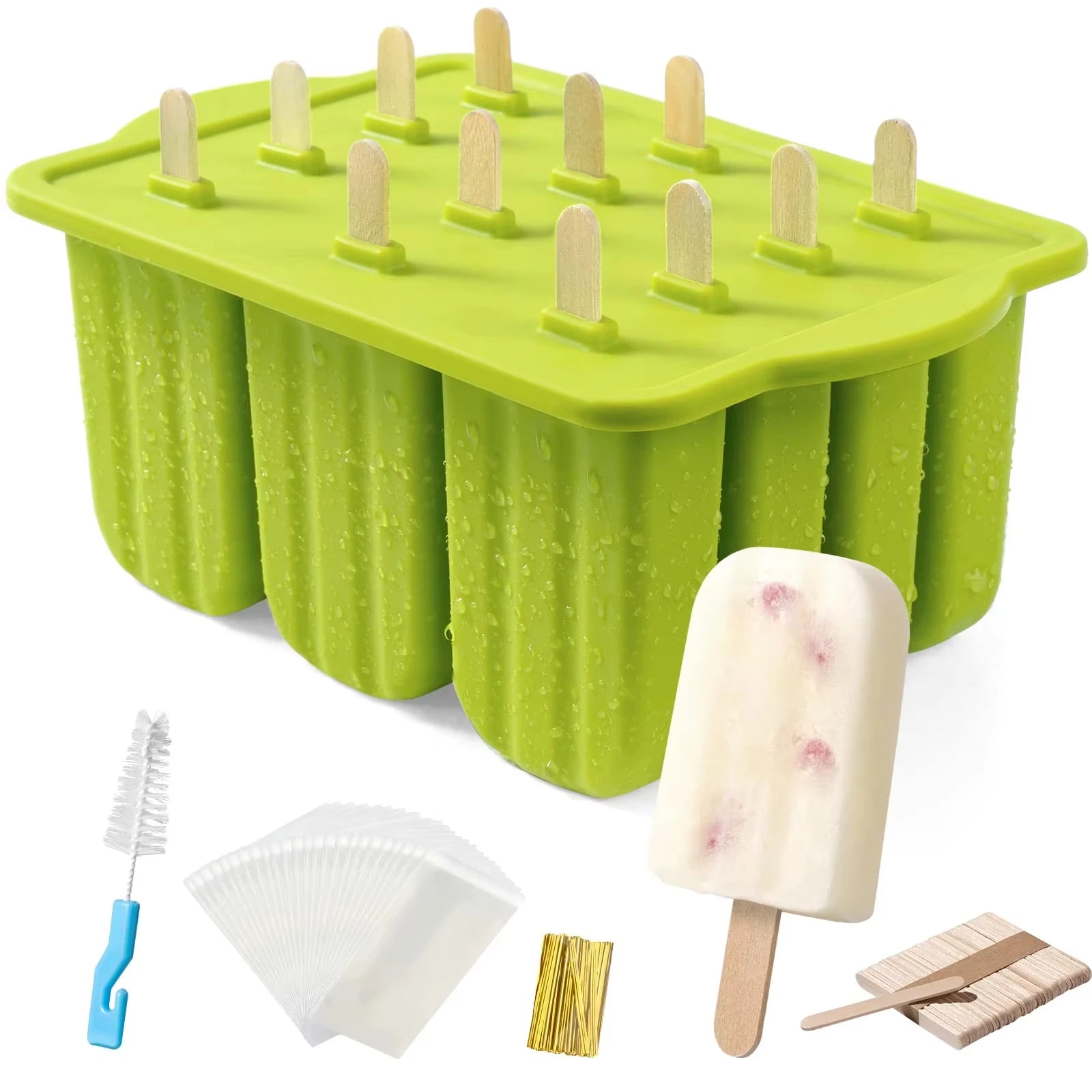 Summer DIY Ice Cream Tools With Wooden Sticks Silicone Popsicle Molds Set Kitchen Accessories Quench Thirst Snacks for Children - AMULET RING STORE