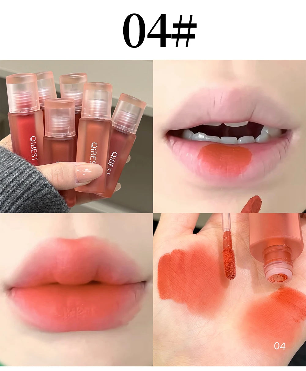 Qibest 6 Colors Velvet Matte Liquid Lipstick Long-Lasting Waterproof Lip Mud Sexy Red Lipgloss Beauty Women Cosmetics Lip Tint - AMULET RING STORE