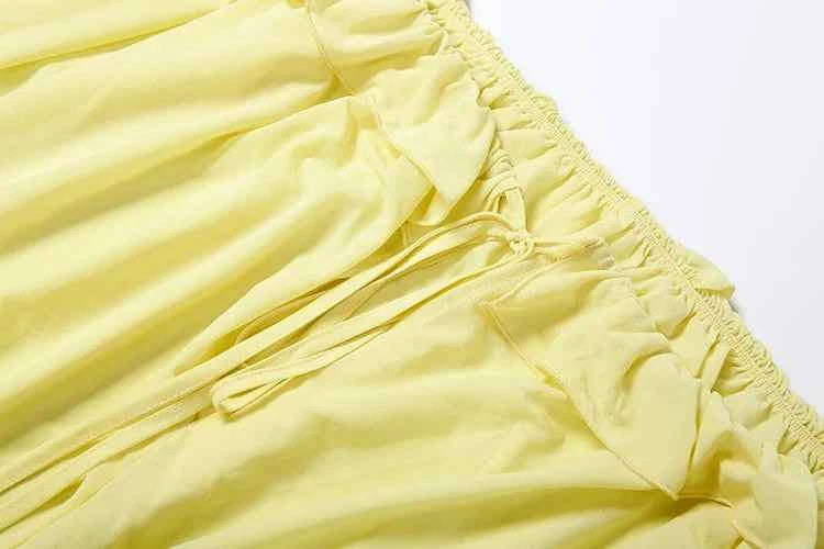 Sisterlinda Ruched Elegant Dress Women Sexy Hollow Ruffles Shirring Slash Neck Backless Puff Sleeve Street Fashion Mini Bodycon