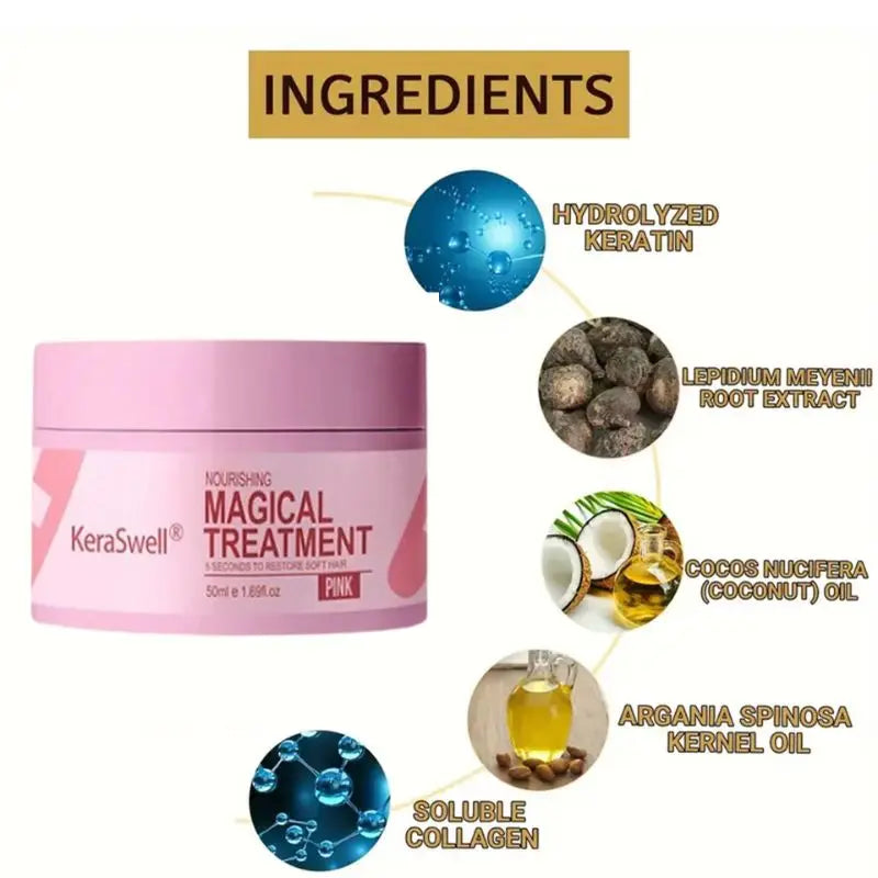 Magical Keratin Hair Mask 5 Seconds Repair Damaged Frizzy Hair Soft Smooth Shiny Nutrition Deep Moisturize Nourishing Hair Care - AMULET RING STORE