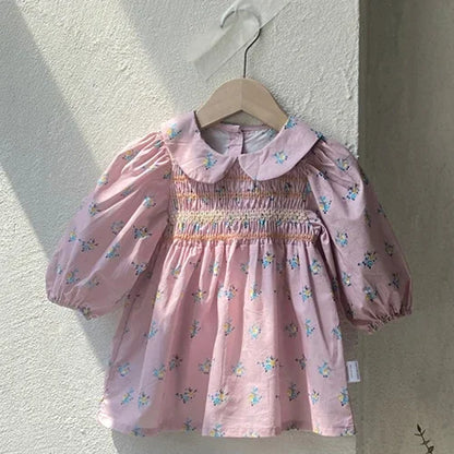 2024 New Autumn 0-3Yrs Kids Princess Dress Baby Bodysuits Long Sleeved Cotton Print Infant Baby Girls Party Dress Sister Clothes