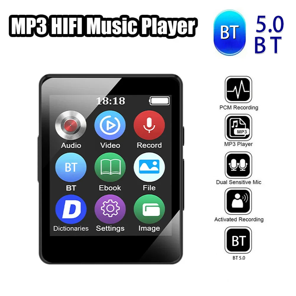 8/16/32/64GB Bluetooth MP4 MP3 Player Bluetooth 5.0 Music Stereo 1.8inch Screen MP3 With Speaker Video Playback FM Radio Recordi