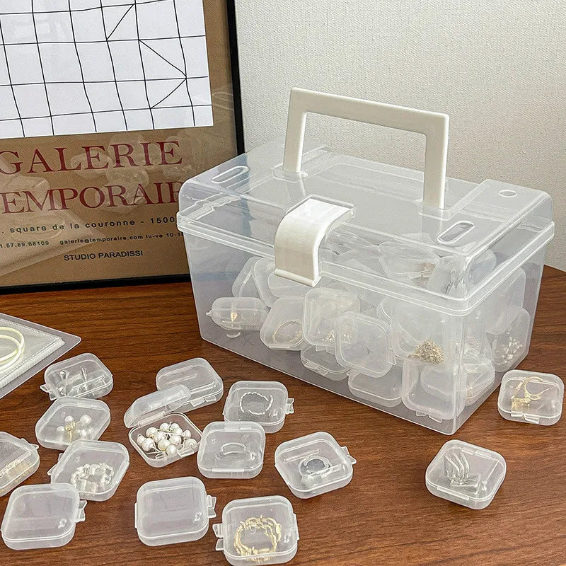 Mini Square Transparent Plastic Small Boxes Pill Jewelry Storage Case Finishing Container Storage Small Pill Box Earplug Box - AMULET RING STORE