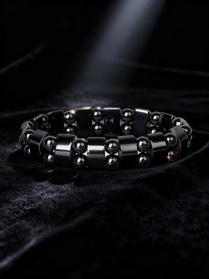 Hematite & Red Tiger's Eye Bracelet Men Natural Stone Cylinder Bead for Energy Protection Reiki Charm Courage Jewelry Women Gift