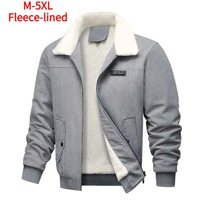 Winter Men Fleece Jacket Padded Warm Loose Parka Coat Corduroy Short Jacket Man Solid Fur Collar Windbreaker Cotton Jackets
