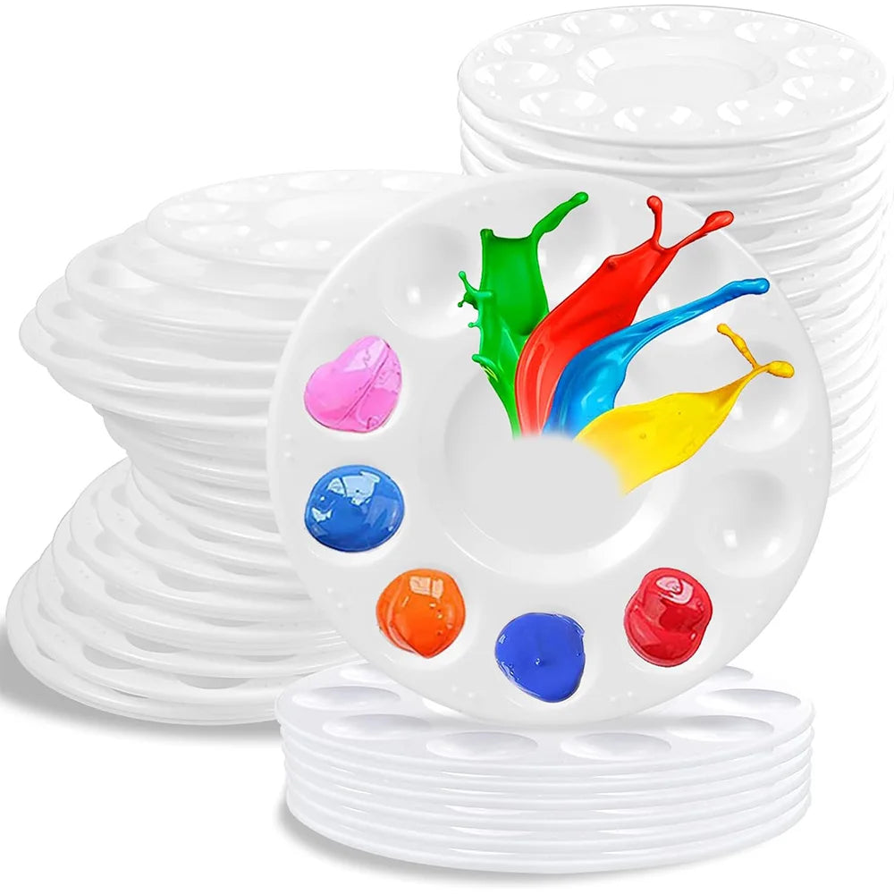 2/4/8/15/50Pcs Paint Tray Palettes, Plastic Paint Pallets for Students to Paints on School Project or Art Class - AMULET RING STORE