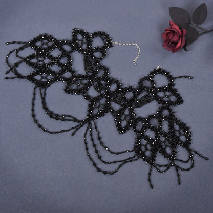 Bridal Bolero Black Crystal Necklace Beaded Bridal Covered Body Chain Women Accessories Off Shoulder Bolero Decoration VG09 - AMULET RING STORE