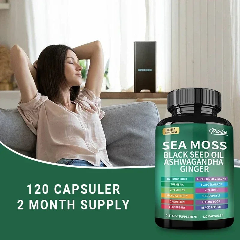 Sea Moss Supplement - Supports Thyroid Health, Anti-aging, Antioxidant, Improve Immunity, Detox, Beauty Health - AMULET RING STORE