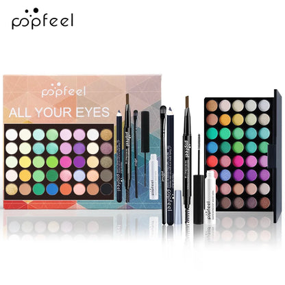 POPFEEL All-in-One Makeup Kit Gift Set with Eyeshadow Palette Foundation Lip Gloss Blush Brushes Eyeliner and More Beauty Gifts - AMULET RING STORE
