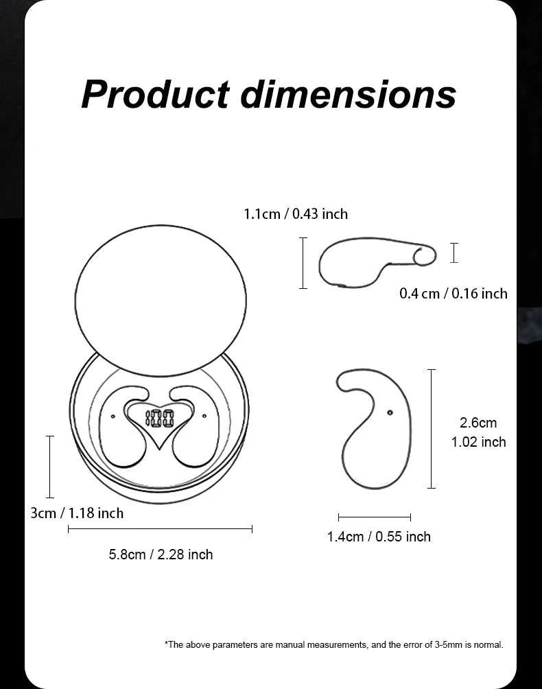 SK28 Ultra-thin Sleeping Headphones 5.4 Wireless Bluetooth Headset Invisible Earbuds Hidden In Ear Sports Earphones Waterproof