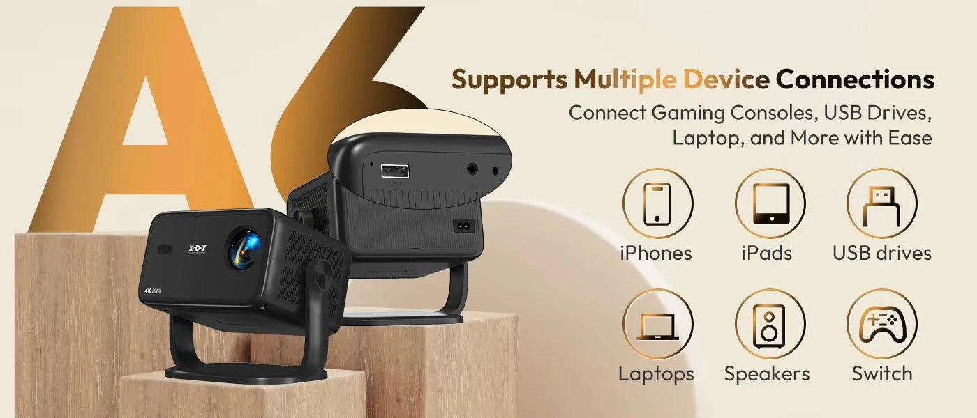 XGODY 4K Native 1080P AUTO Focus WiFi6 Android 11 Projector 500 ANSI HD Home Theater Cinema for Home