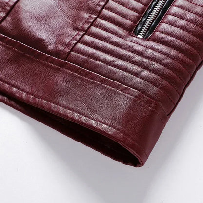 Men's Motorcycle Leather Jacket Standing Collar Coat Jacket Men's Leather Bomber Moto Jackets Baseball Collar PU Bike For Male