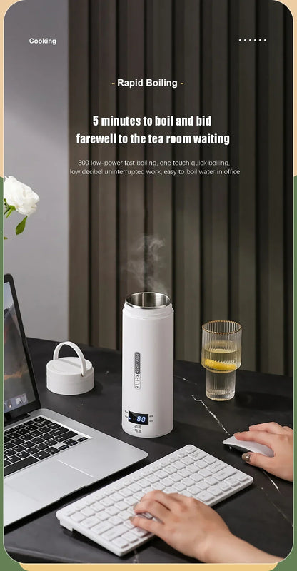 Portable Electric Kettles Tea Coffee Kettle Mini Travel Boil Water Stewable Keep Warm Appliances Thermo Anti-Scald Bottle - AMULET RING STORE