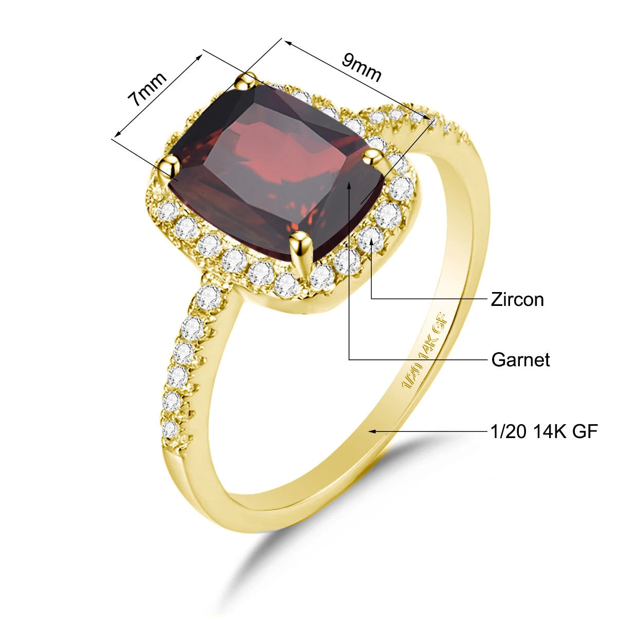 Solid 14K Gold Filled Aquamarine Ring for Women Retro Halo Design Gemstone Ring for Party Mother's Day Gifts Vintage Jewellery