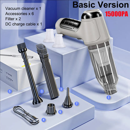 95000PA Car Vacuum Cleaner Wireless Strong Suction Vacuum Cleaner Portable Handheld Vacuum Cleaner Blower 2in1 for Car Home - AMULET RING STORE