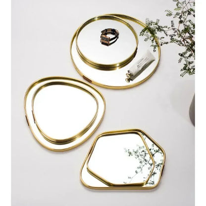 New Light Luxury Mirror StorageTray Home Decoration Desktop Storage Tray Multilateral Geometric Tray Living Room Accessories - AMULET RING STORE