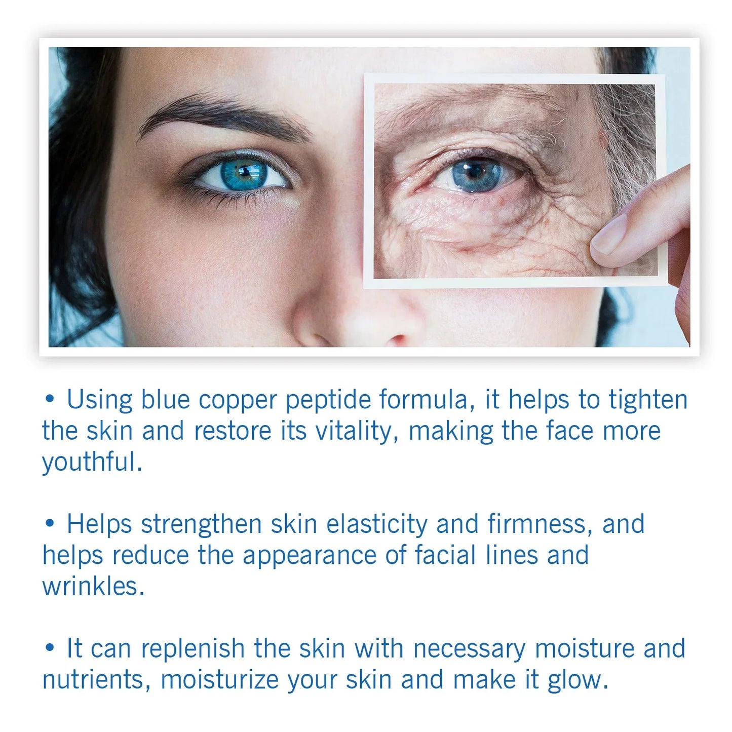 Hoygi Blue Copper Peptide Serum Anti Wrinkles Aging Rejuvenating Facial Lifting Moisturizing Brighten Skin Tone Skin Cosmetics - AMULET RING STORE